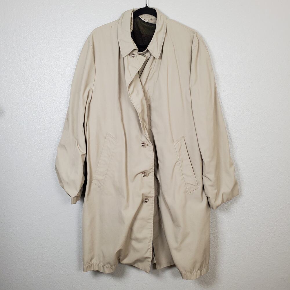 Vintage Trench Coat Womens Size 40 Zip Out Lining Plaid Weatha Cote Holman